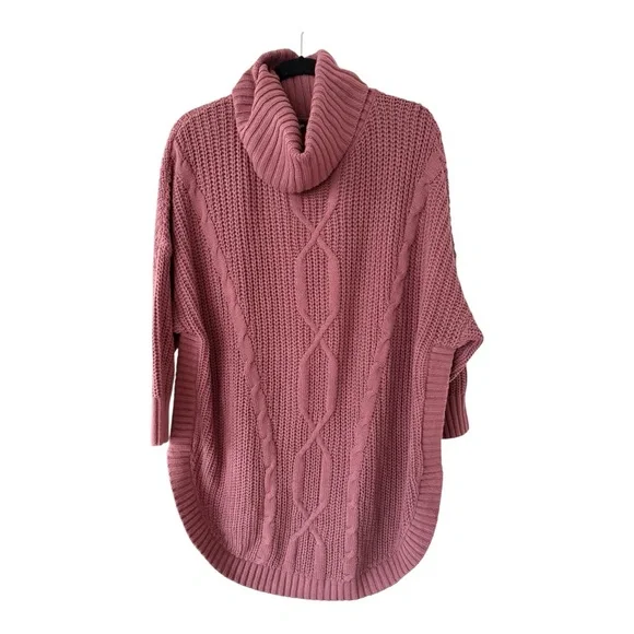 Express Women's NWT Mauve Cowl Neck Cable Knit Sweater Size XL Dolman 3/4 Sleeve - Picture 12 of 16